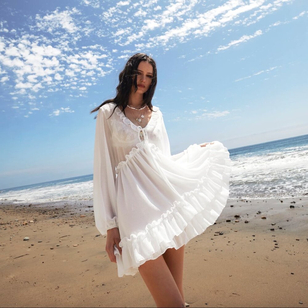 Dolls Kill Sunset Chaser Babydoll Dress - Off White